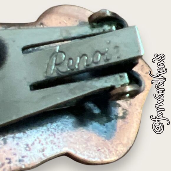 Renoir Marked Copper Drama Masks Clip-On Earrings - Picture 6 of 10